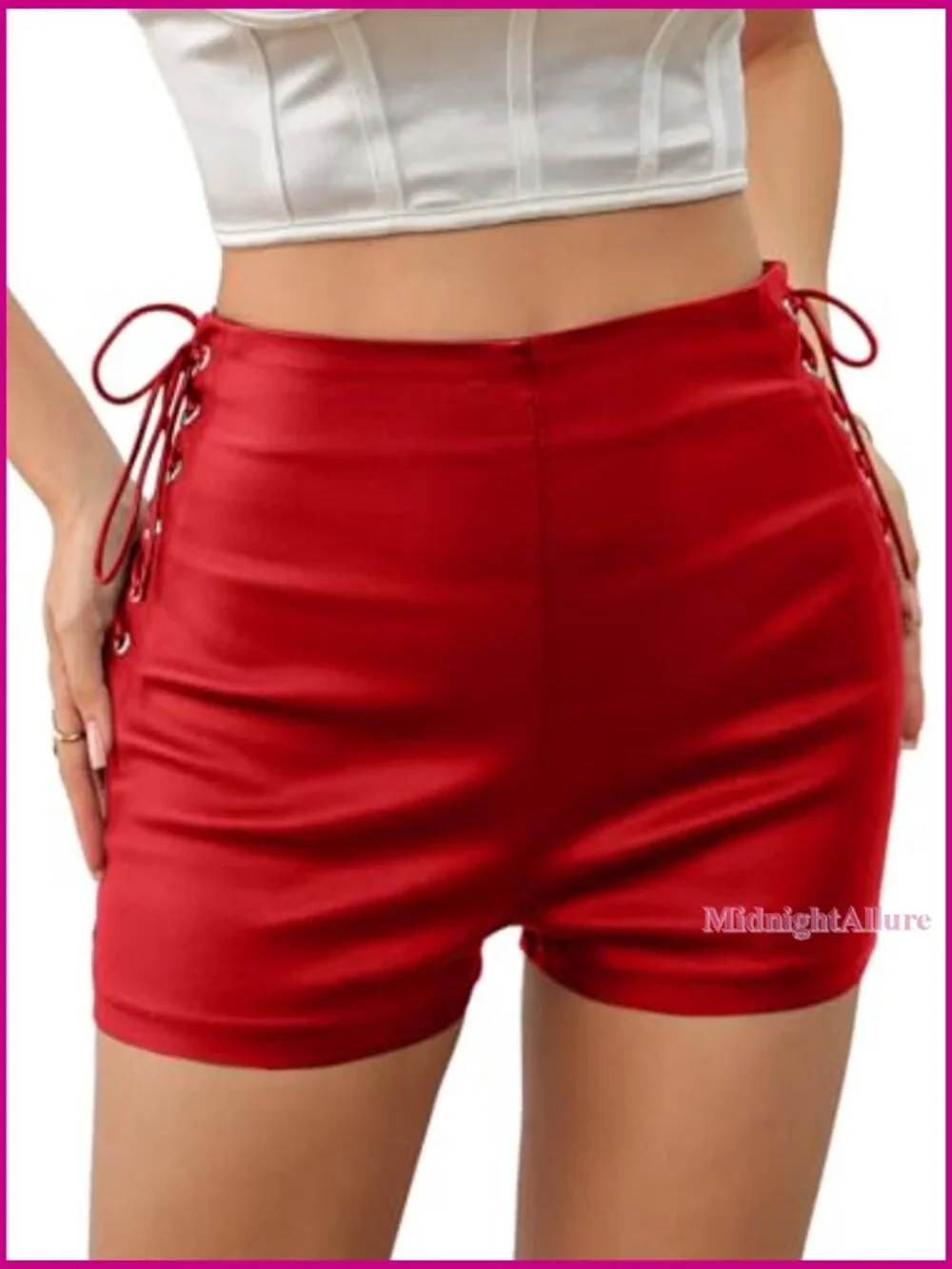 Faux Leather High Waist Skort with Side Slit Bodycon Mini Skirt - Picture 5 of 6